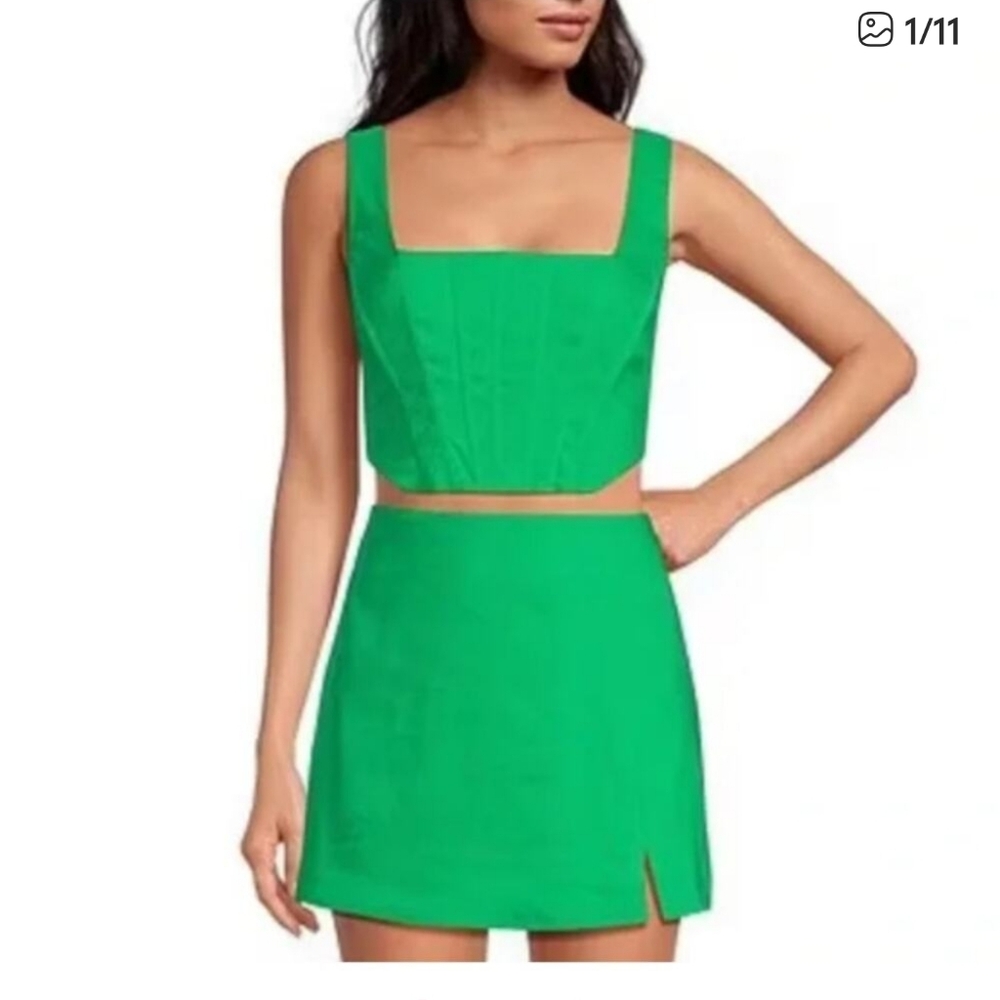 Gianni Bini Michelle Linen Blend Square Neck Sleeveless Corset Top, Sz 8 -- NWT